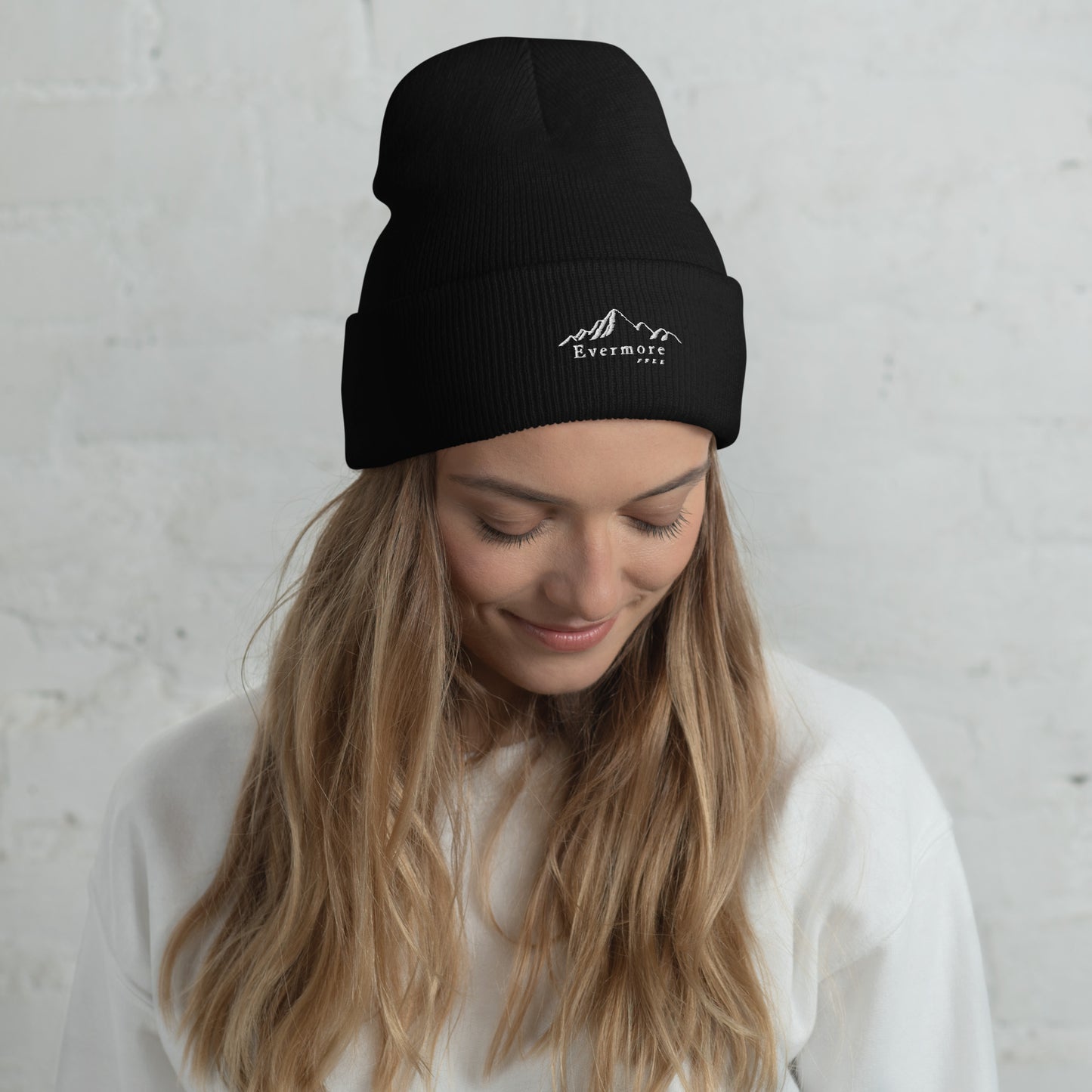 Evermore Coffee Embroidered Cuffed Beanie