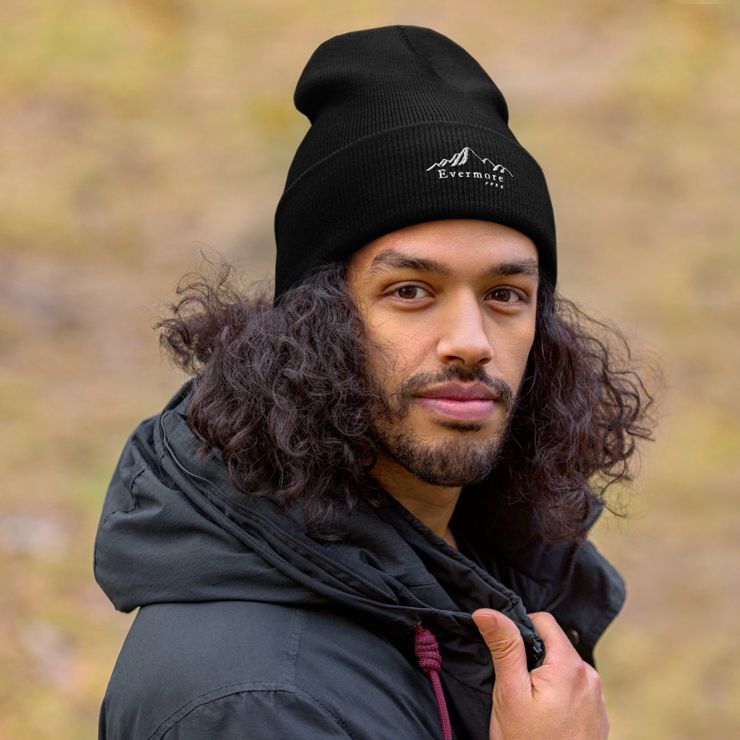 Evermore Coffee Embroidered Cuffed Beanie