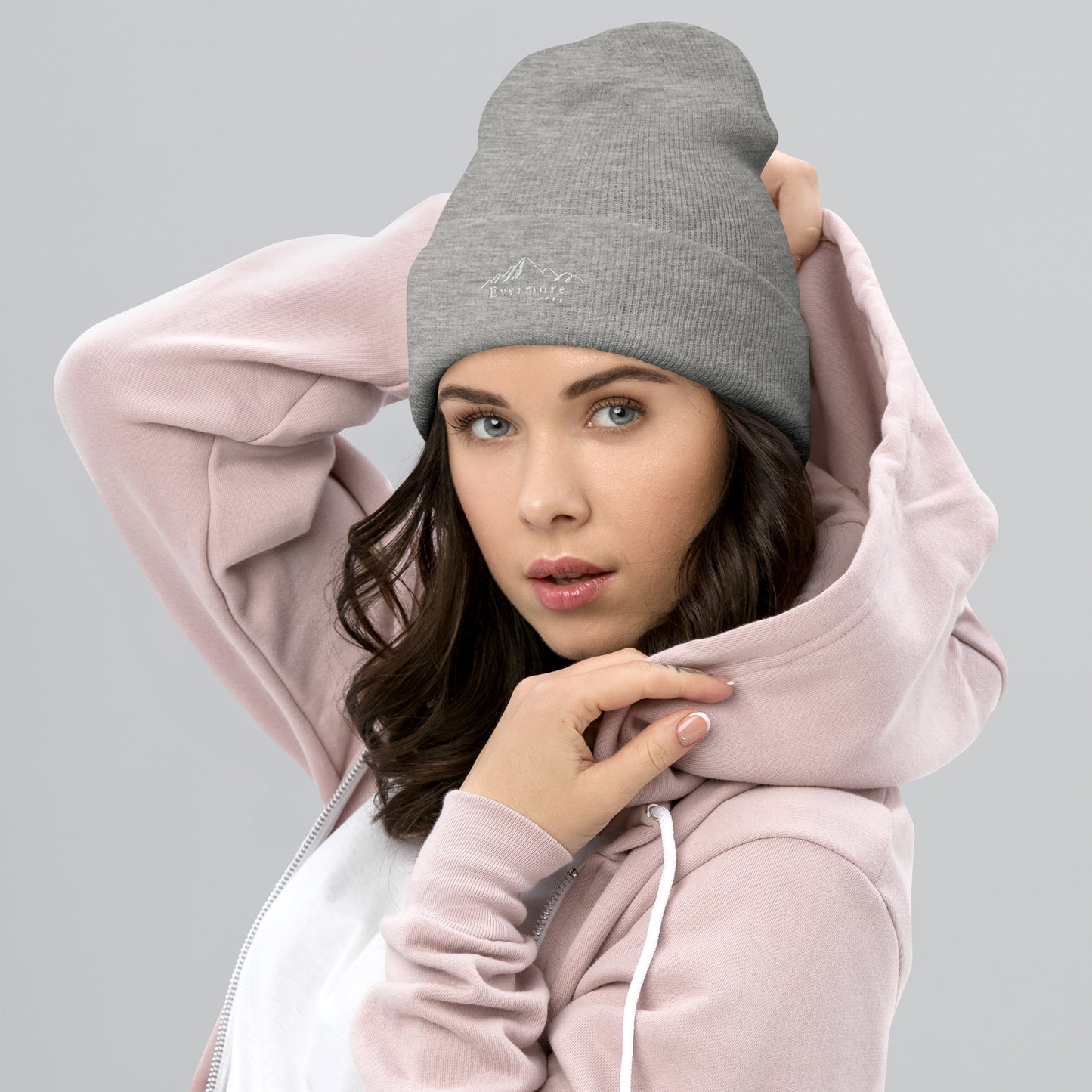 Evermore Coffee Embroidered Cuffed Beanie