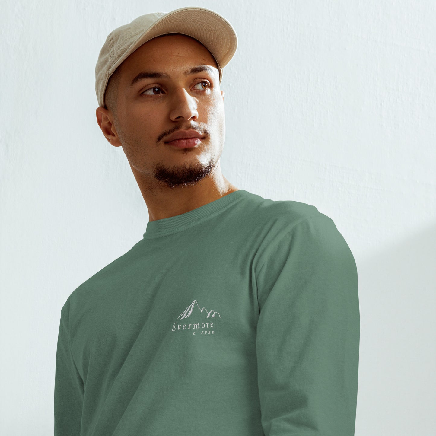 Evermore Coffee Embroidered Long-Sleeve Shirt