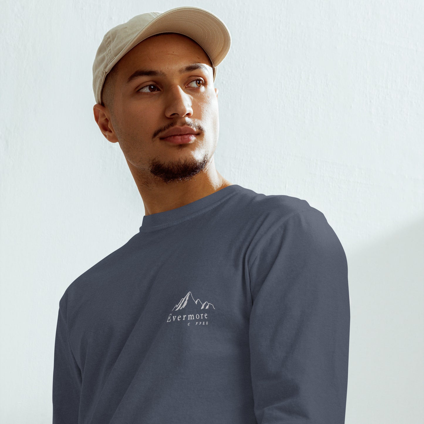 Evermore Coffee Embroidered Long-Sleeve Shirt