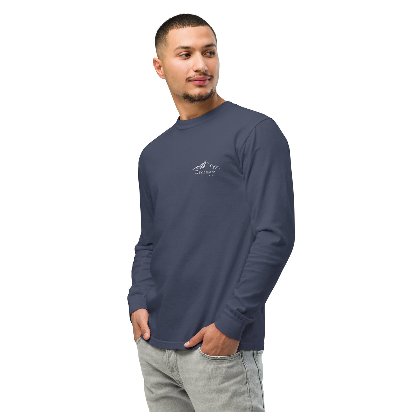 Evermore Coffee Embroidered Long-Sleeve Shirt
