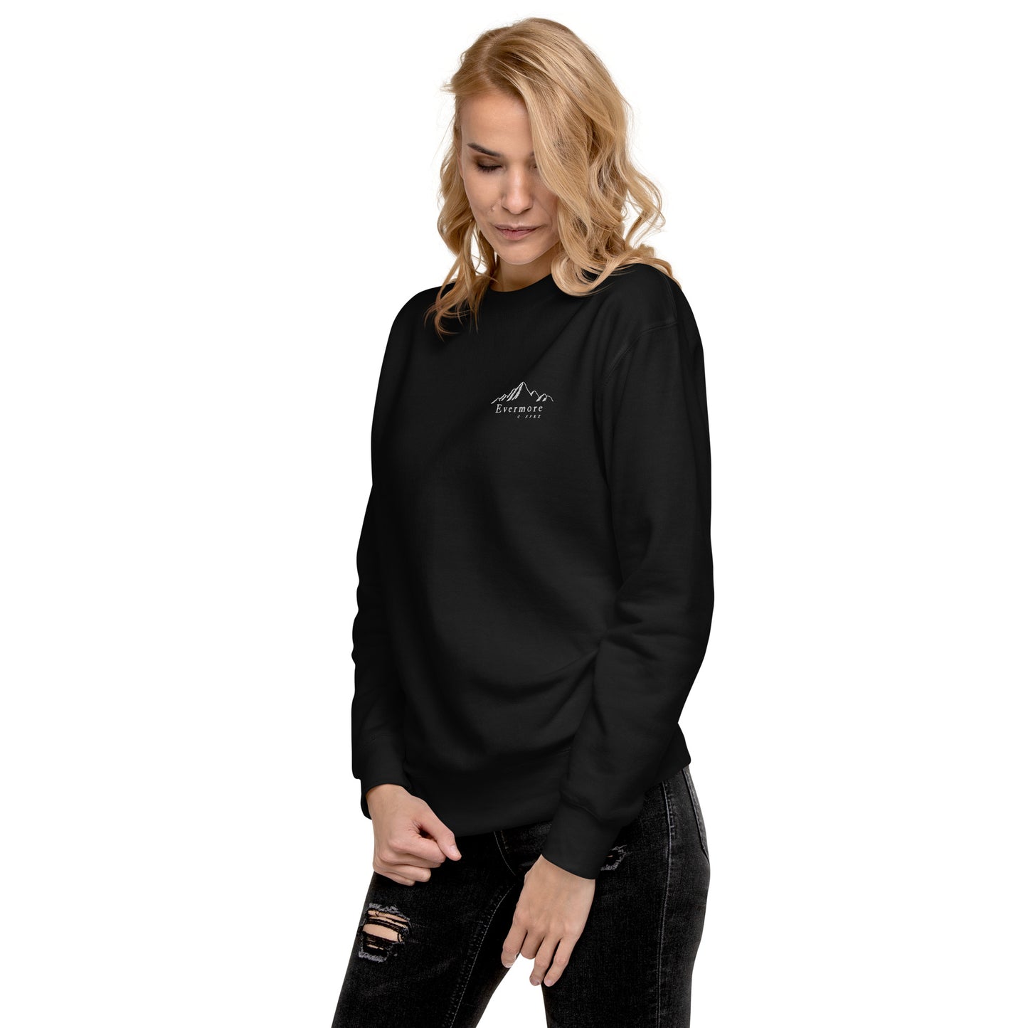 Evermore Coffee Embroidered Unisex Crew Neck Sweatshirt