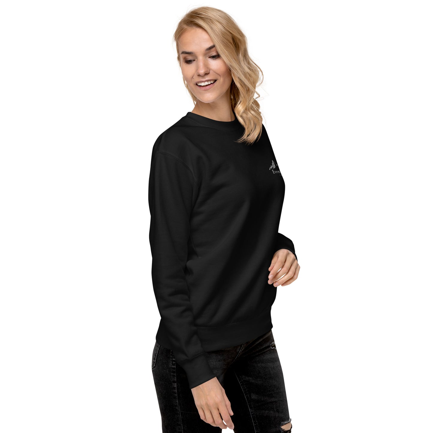 Evermore Coffee Embroidered Unisex Crew Neck Sweatshirt