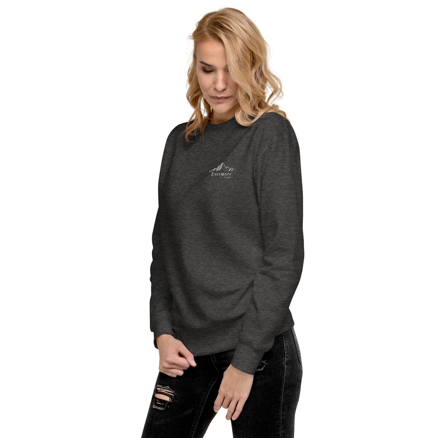 Evermore Coffee Embroidered Unisex Crew Neck Sweatshirt