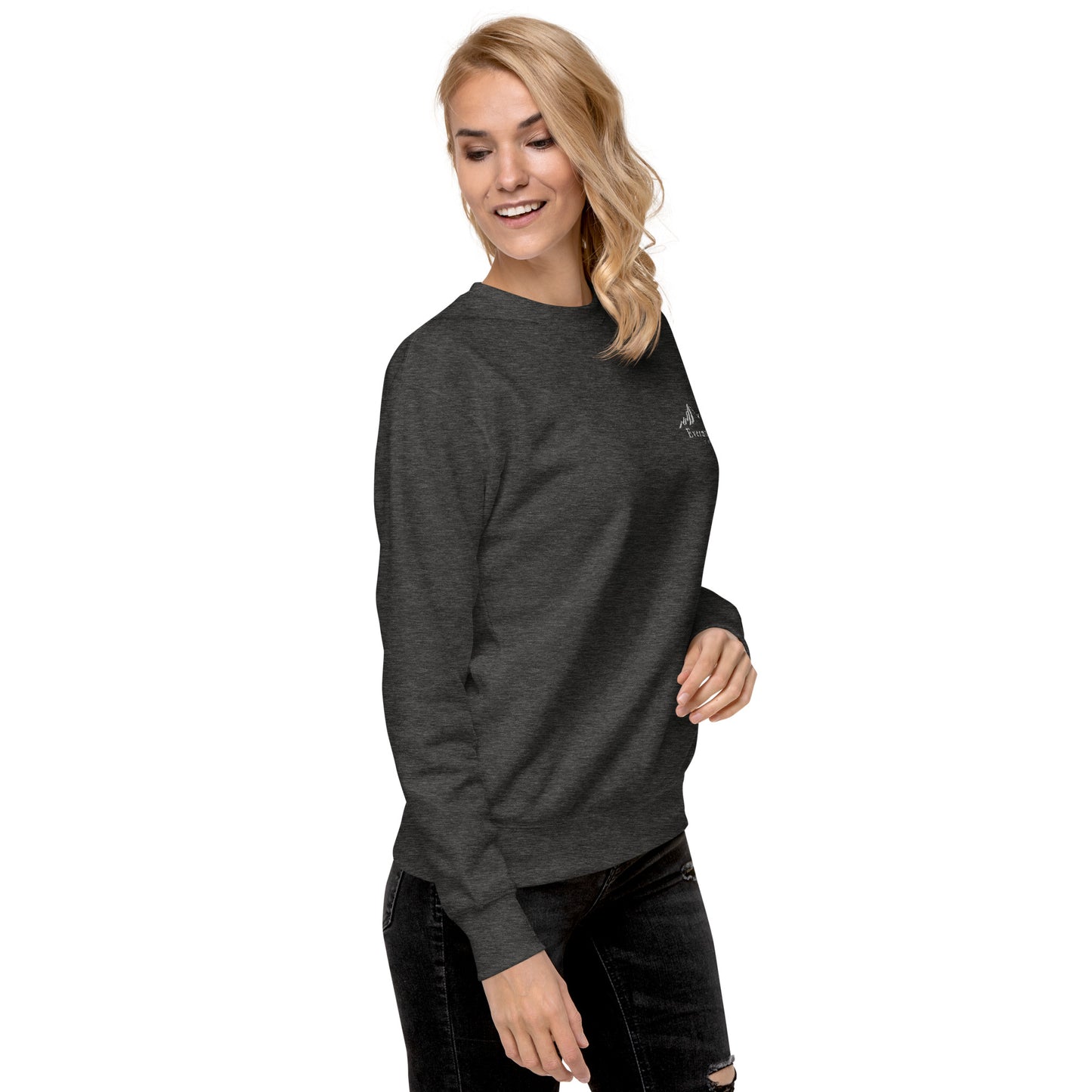 Evermore Coffee Embroidered Unisex Crew Neck Sweatshirt