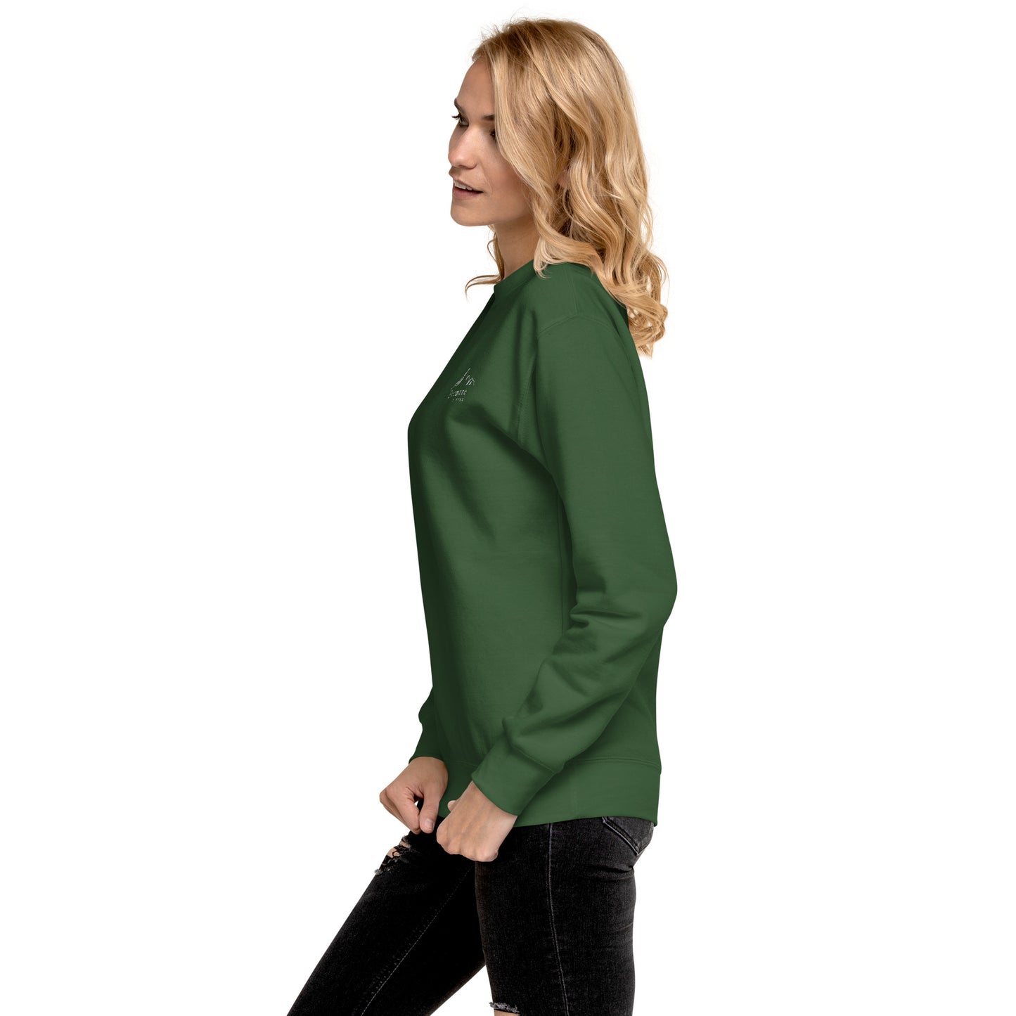 Evermore Coffee Embroidered Unisex Crew Neck Sweatshirt