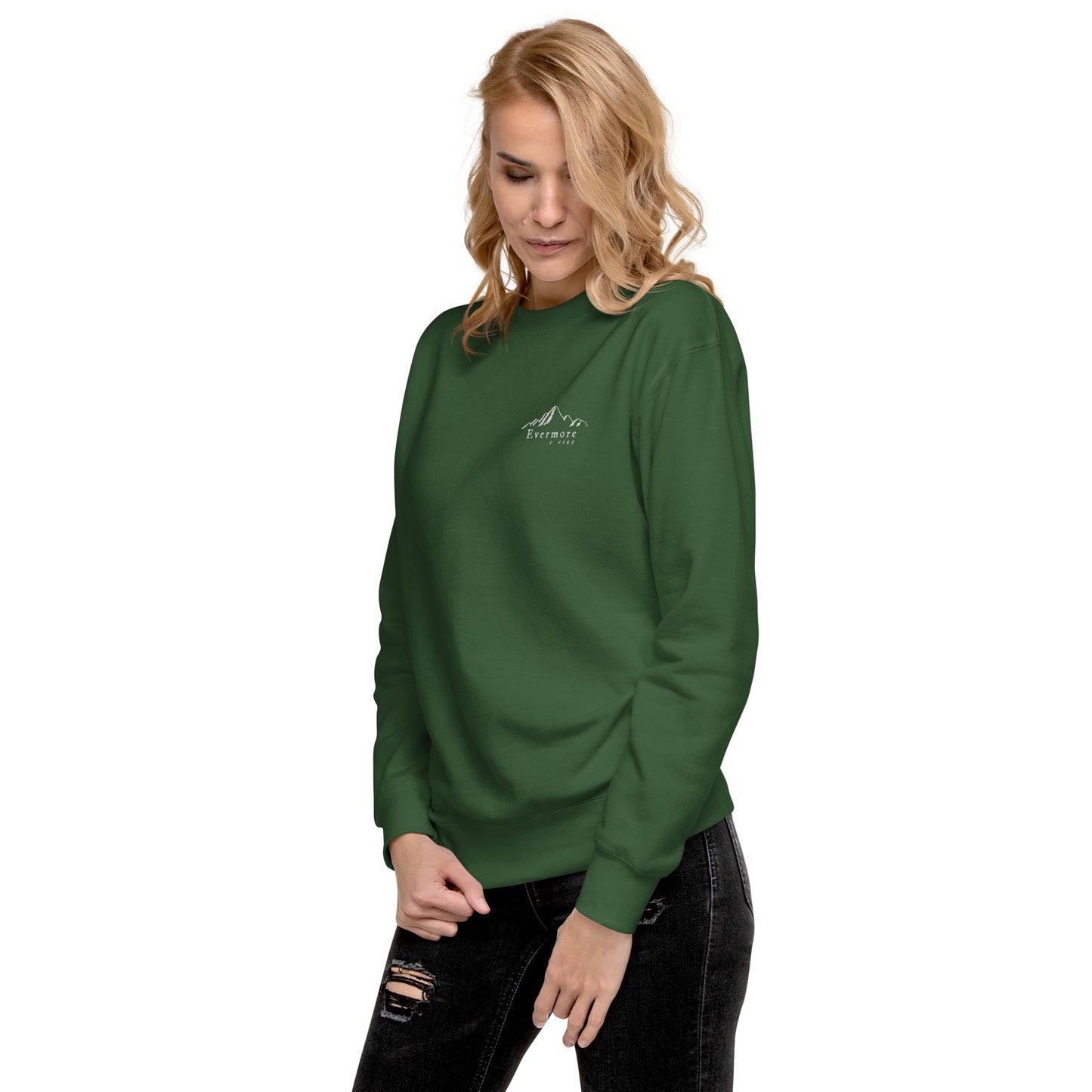 Evermore Coffee Embroidered Unisex Crew Neck Sweatshirt