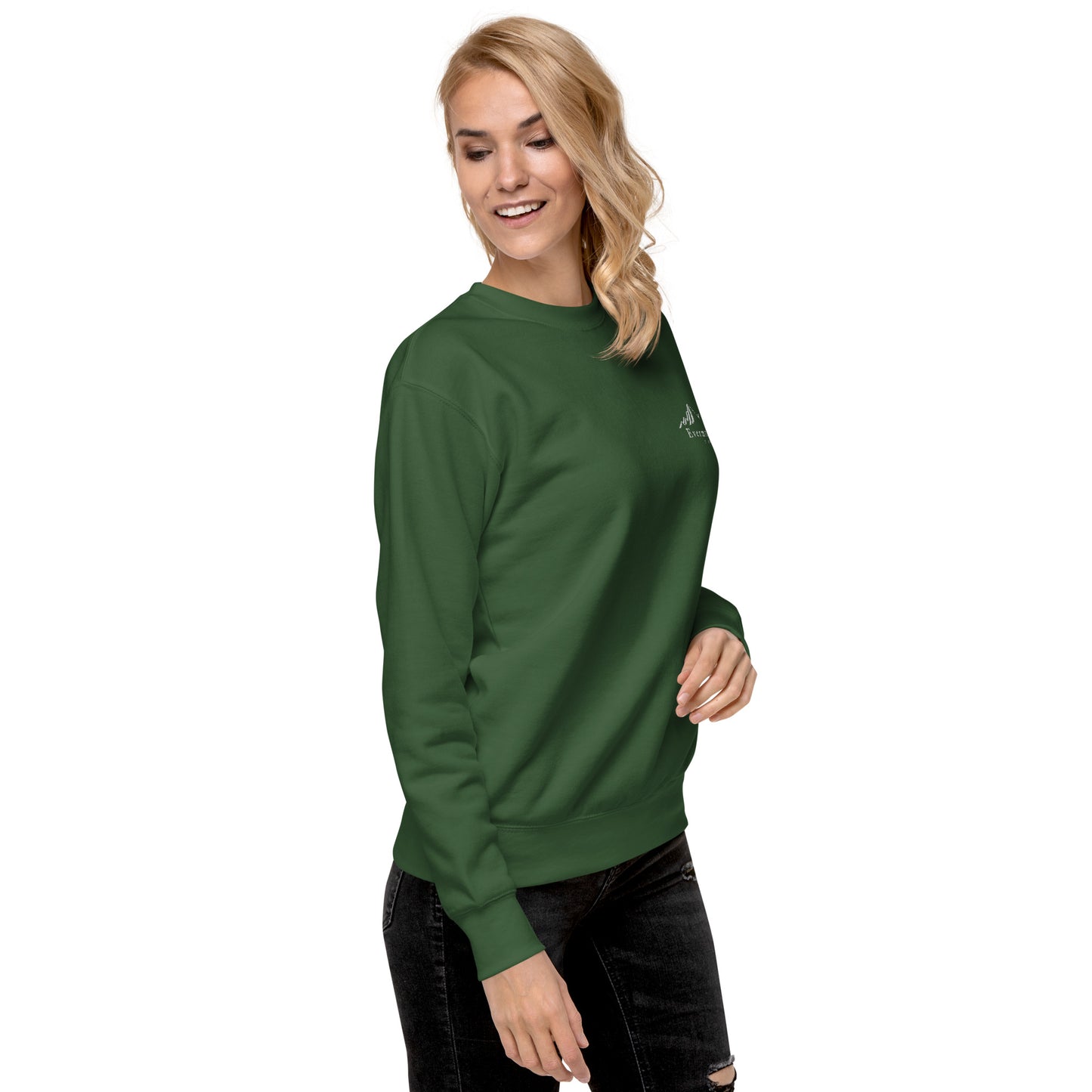 Evermore Coffee Embroidered Unisex Crew Neck Sweatshirt