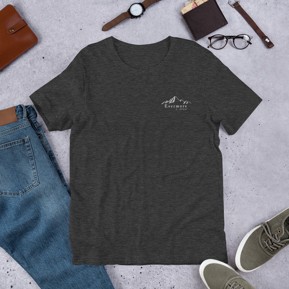 Evermore Coffee Embroidered Bella + Canvas Unisex T-Shirt
