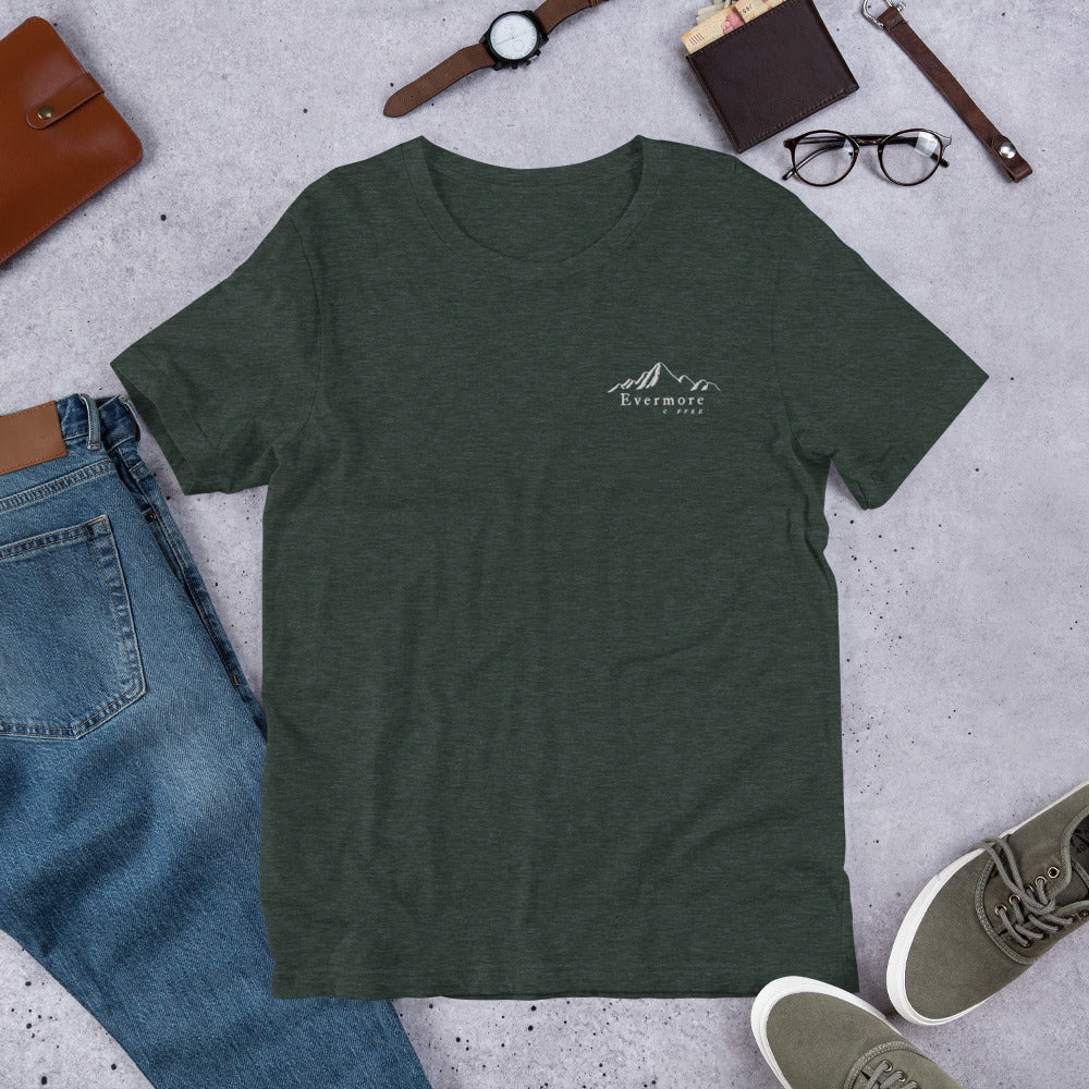 Evermore Coffee Embroidered Bella + Canvas Unisex T-Shirt